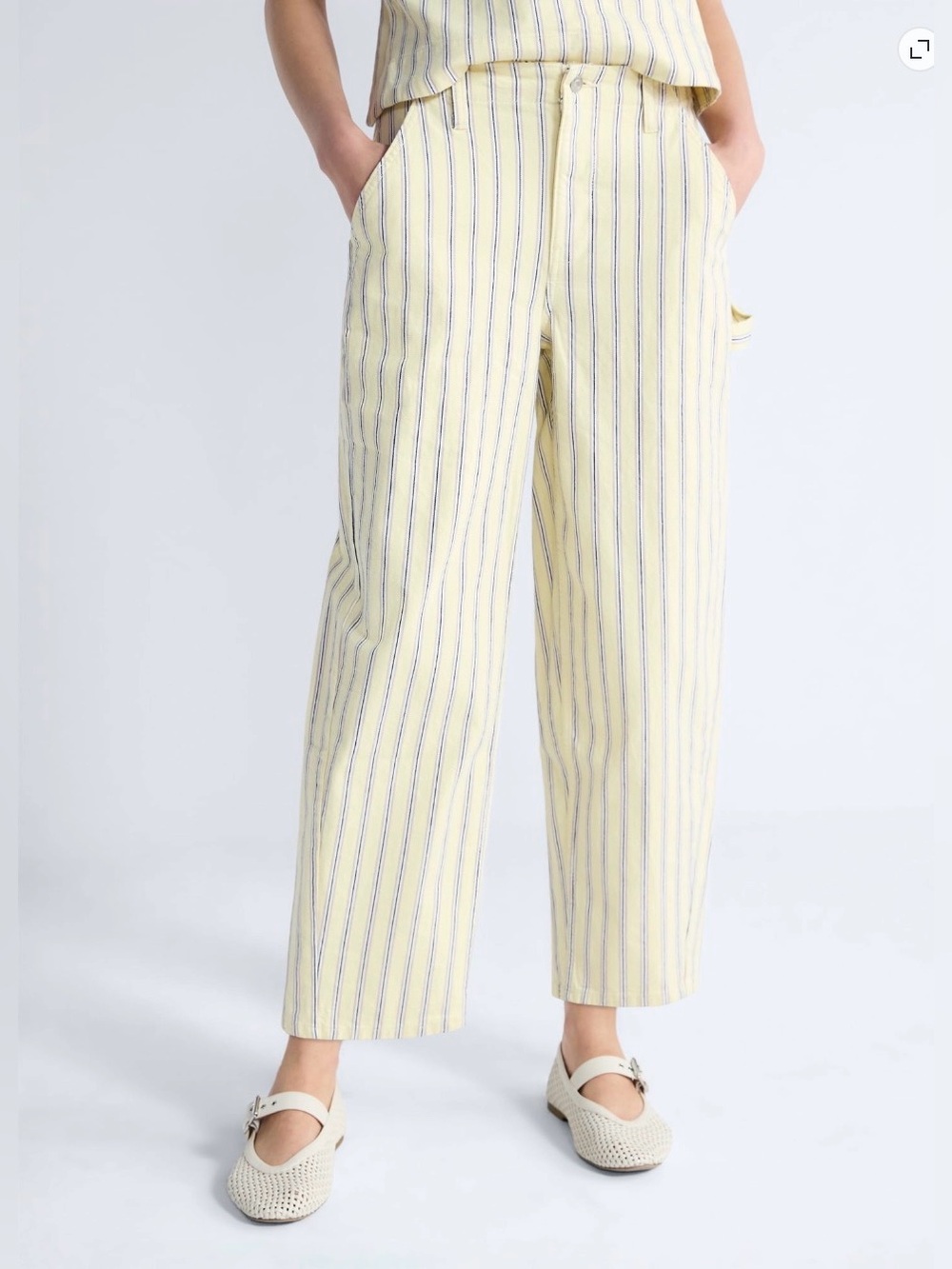 Free Assembly Women’s Striped High Rise Cropped Barrel Jeans 26” Inseam